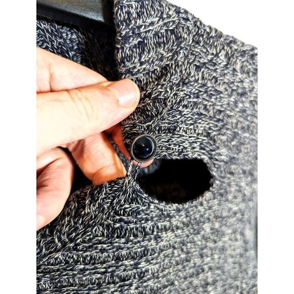 Anthropologie Knitted & Knotted Merino Wool Asymmetric Wrap Sweater Gray Large - Picture 6 of 10